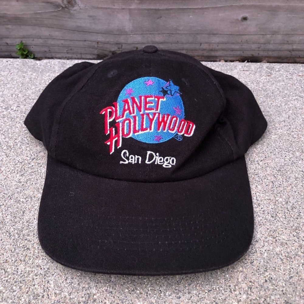 Vintage 90s PLANET HOLLYWOOD San Diego Snapback Hat Black Cap Retro​​​​​​